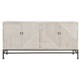 Finn 4 Door Cabinet, Gray/White Wash-Furniture - Storage-High Fashion Home