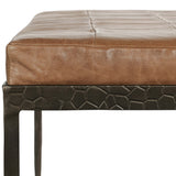 Malo Leather Bench, Chestnut-Furniture - Benches-High Fashion Home