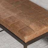 Malo Leather Bench, Chestnut-Furniture - Benches-High Fashion Home