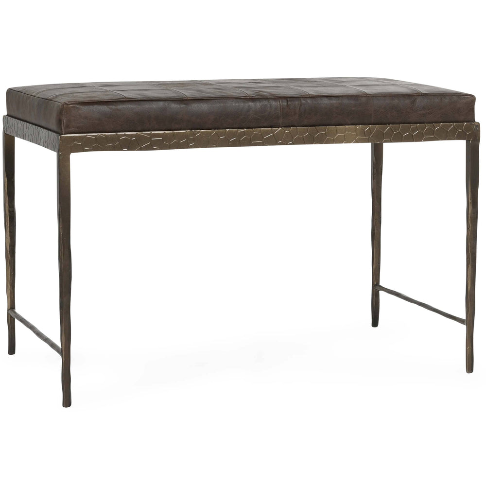 Malo Leather Bench, Cocoa-Furniture - Benches-High Fashion Home