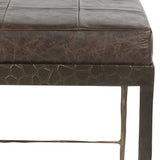 Malo Leather Bench, Cocoa-Furniture - Benches-High Fashion Home