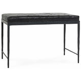 Malo Leather Bench, Onyx-Furniture - Benches-High Fashion Home