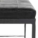 Malo Leather Bench, Onyx-Furniture - Benches-High Fashion Home