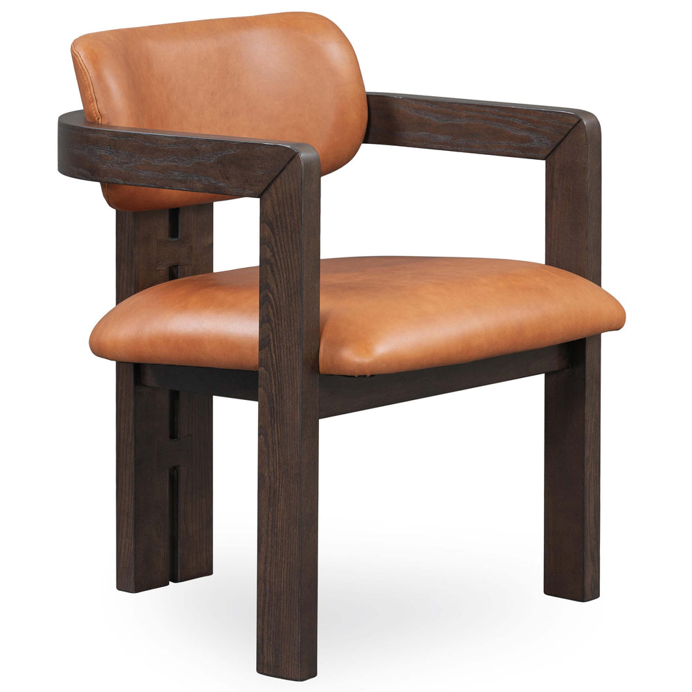 Martina Leather Arm Chair, Tan-Furniture - Dining-High Fashion Home