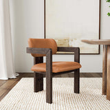 Martina Leather Arm Chair, Tan-Furniture - Dining-High Fashion Home