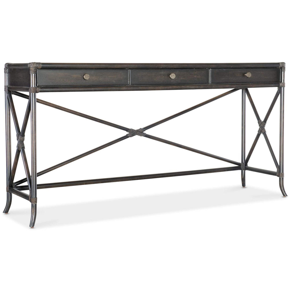 Retreat Pole Rattan Console, Black Sand-Furniture - Accent Tables-High Fashion Home