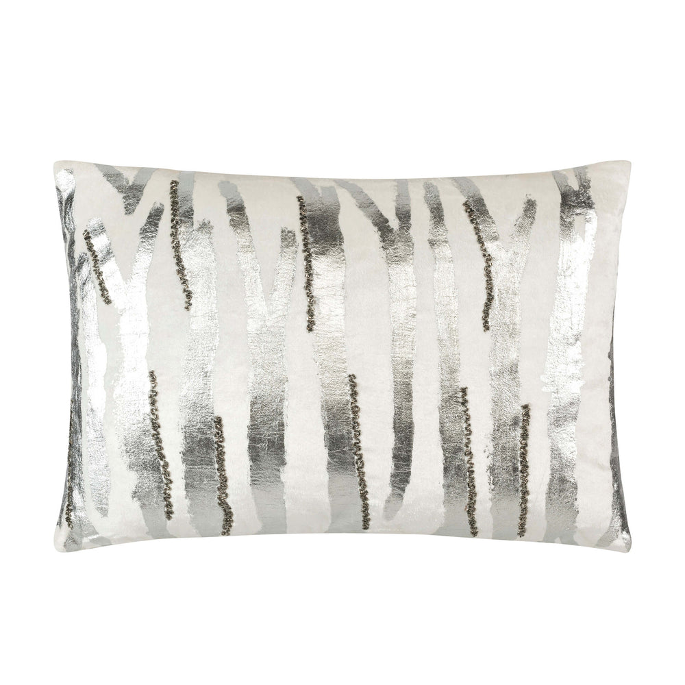 Adele Lumbar Pillow, Ivory/Silver-Accessories-High Fashion Home