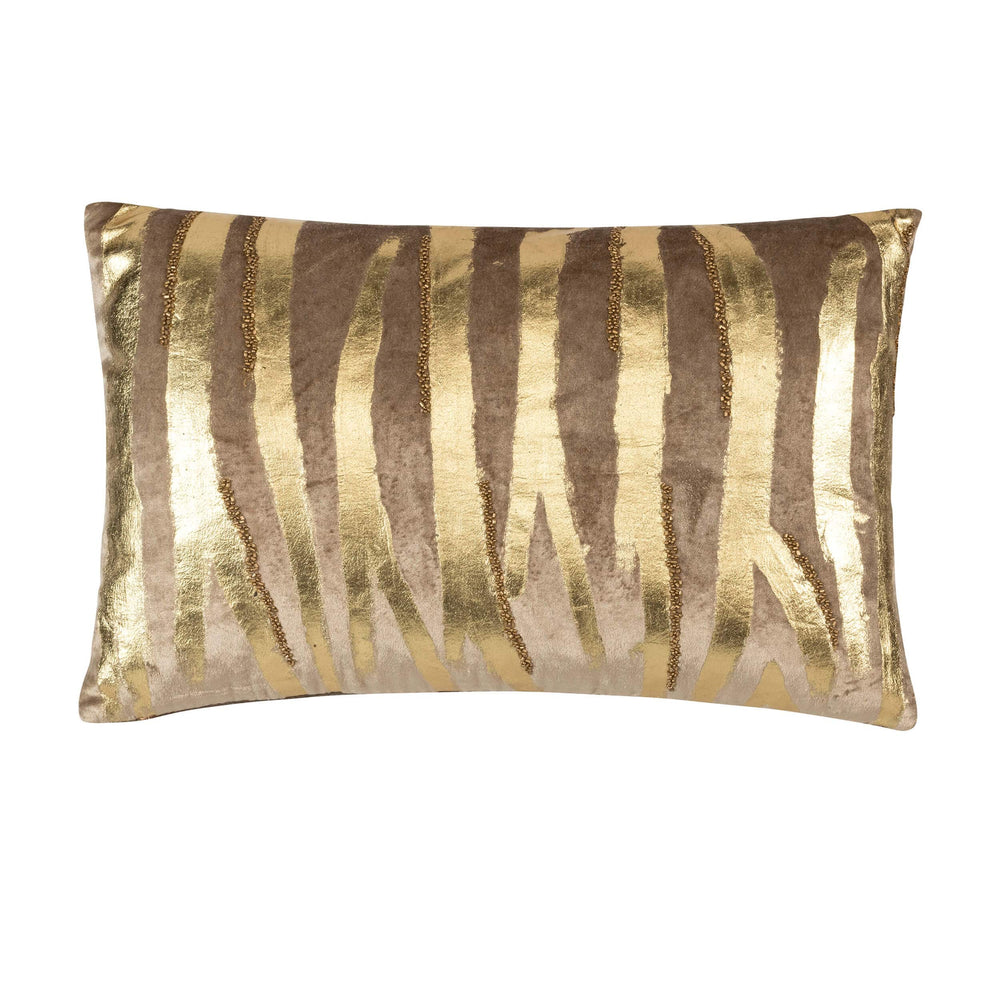 Adele Lumbar Pillow, Stone/Gold-Accessories-High Fashion Home