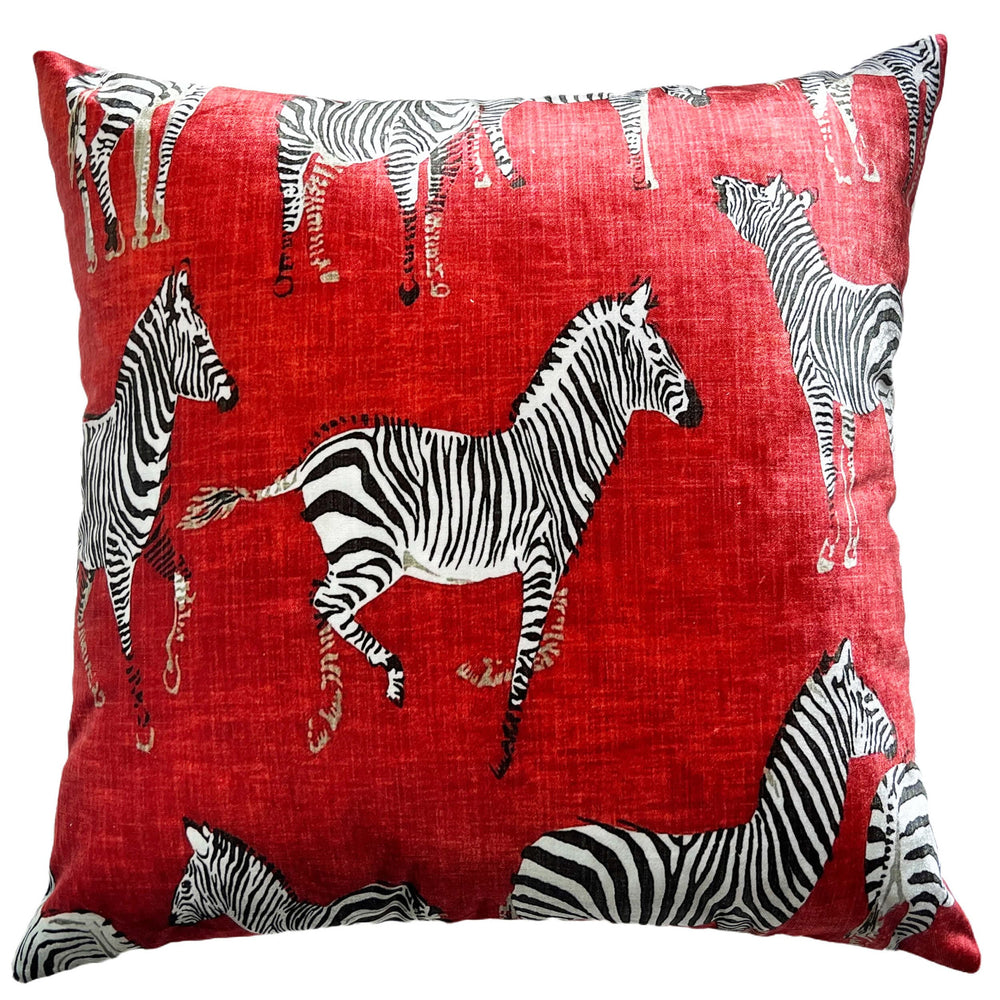 Amber Pillow, Red/Zebra-Accessories-High Fashion Home