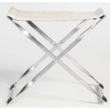 Harper Scissor Ottoman, Frosted Hide/Polished Chrome-Furniture - Benches-High Fashion Home