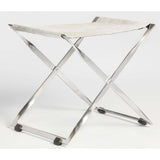 Harper Scissor Ottoman, Frosted Hide/Polished Chrome-Furniture - Benches-High Fashion Home