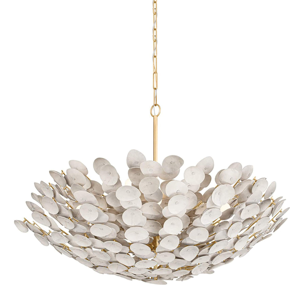 Aimi 9 Light Chandelier, Vintage Gold Leaf-Lighting-High Fashion Home