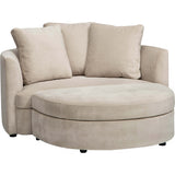 Allie Chair w/Storage Ottoman, Romo Linen-Furniture - Chairs-High Fashion Home