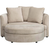 Allie Chair w/Storage Ottoman, Romo Linen-Furniture - Chairs-High Fashion Home