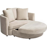 Allie Chair w/Storage Ottoman, Romo Linen-Furniture - Chairs-High Fashion Home