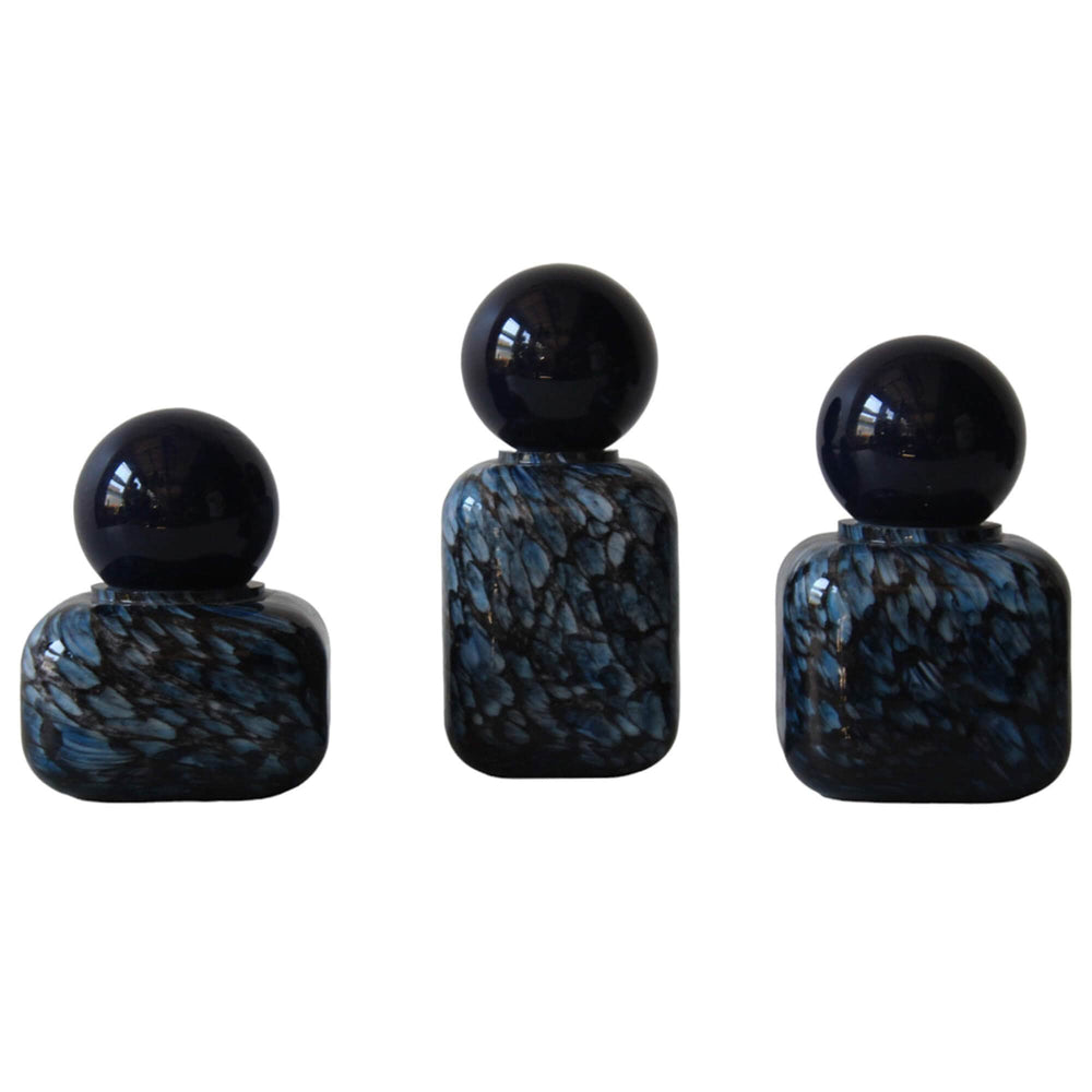 Amalda Lidded Bottles, Blue, Set of 3-Accessories-High Fashion Home