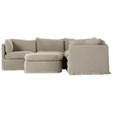 Andre Slipcover 5-Piece Sectional w/ Ottoman, Broadway Stone-Furniture - Sofas-High Fashion Home