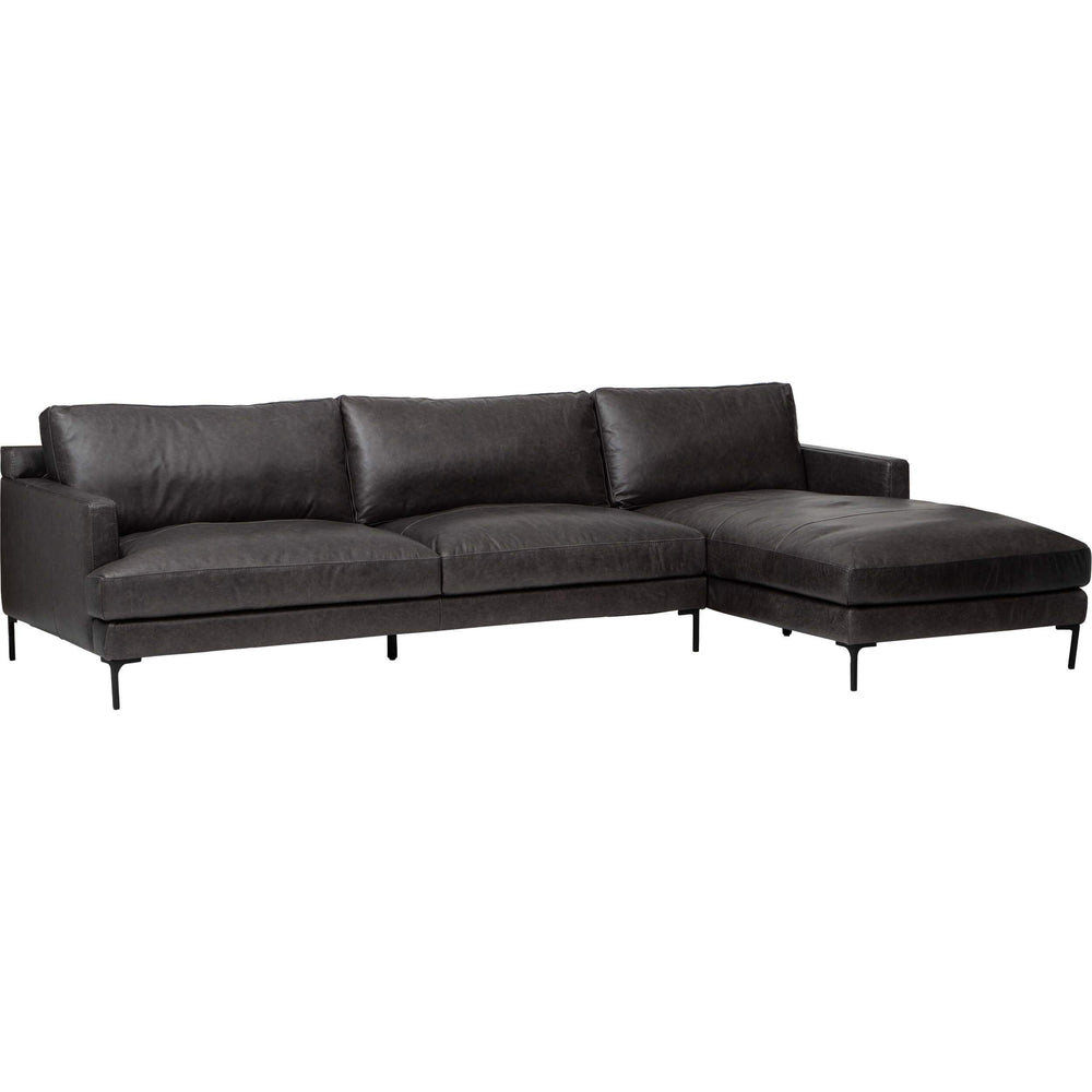 Ansel Leather Sectional, Marseille Black-Furniture - Sofas-High Fashion Home