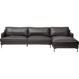 Ansel Leather Sectional, Marseille Black-Furniture - Sofas-High Fashion Home