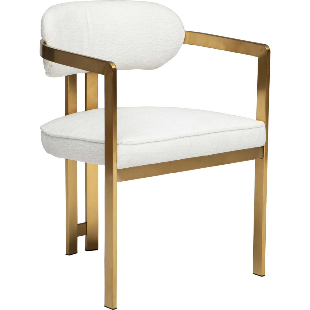 Athena Dining Arm Chair, Chic Ivory/Brushed Gold-Furniture - Chairs-High Fashion Home