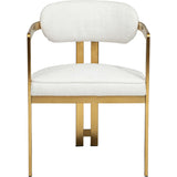 Athena Dining Arm Chair, Chic Ivory/Brushed Gold-Furniture - Chairs-High Fashion Home