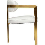 Athena Dining Arm Chair, Chic Ivory/Brushed Gold-Furniture - Chairs-High Fashion Home