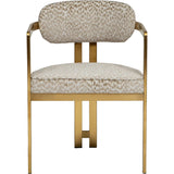 Athena Dining Arm Chair, Cloud Beige/Brushed Gold-Furniture - Chairs-High Fashion Home