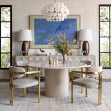 Athena Dining Arm Chair, Cloud Beige/Brushed Gold-Furniture - Chairs-High Fashion Home