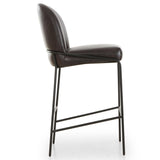 Astrud Leather Bar Stool, Sonoma Black-Furniture - Dining-High Fashion Home