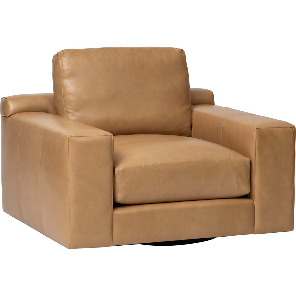 Axel Leather Swivel Chair, Landry Fawn