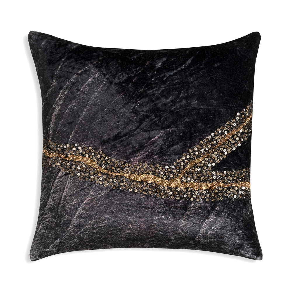 Bella Digital Pillow, Charcoal/Gold-Accessories-High Fashion Home