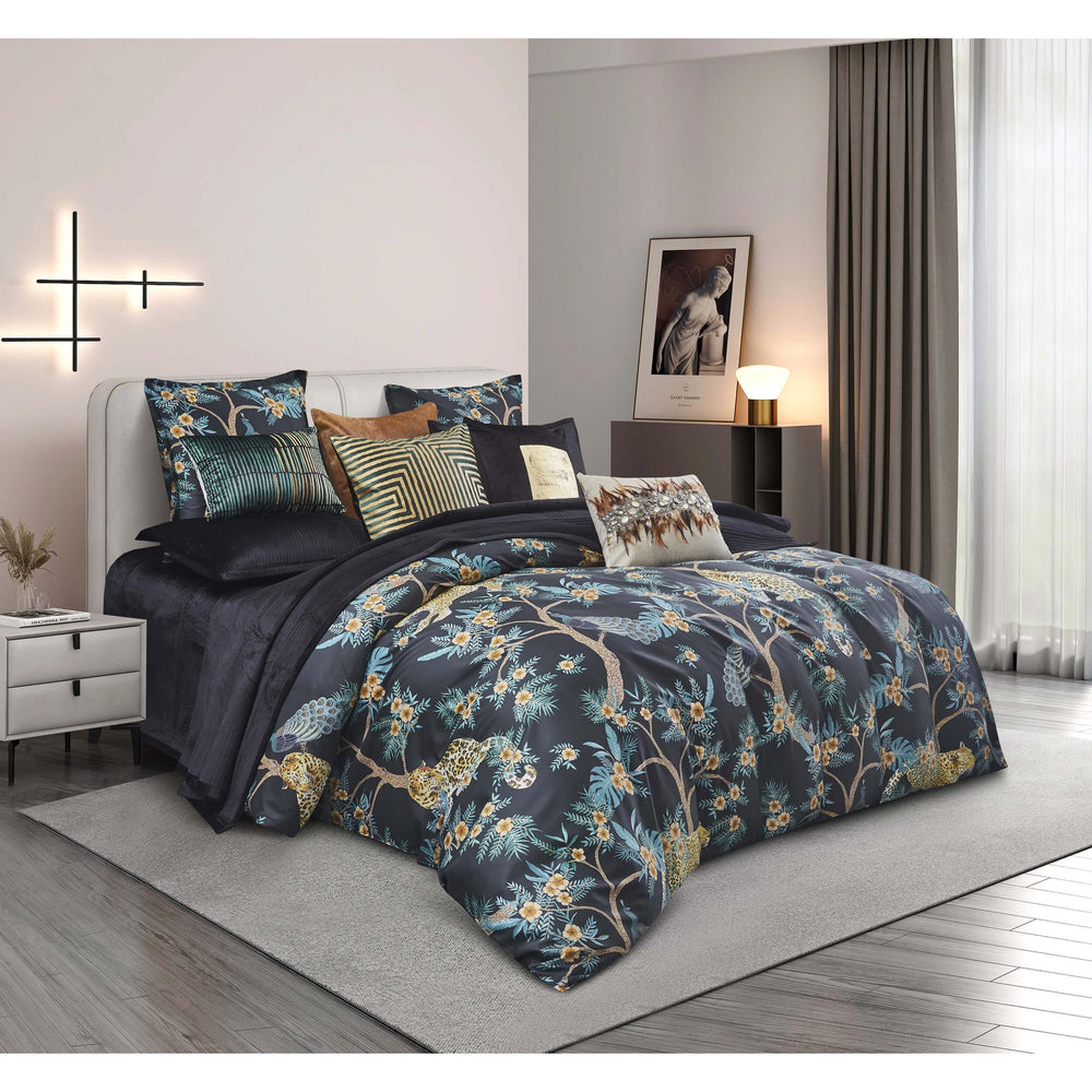 Borneo Duvet Set, Black Jungle-Accessories-High Fashion Home