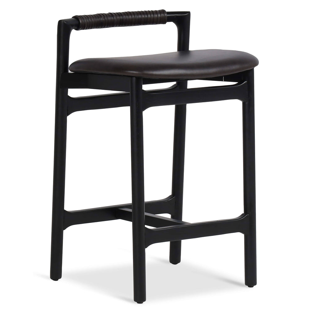 Baden Leather Counter Stool, Sonoma Black-Furniture - Dining-High Fashion Home