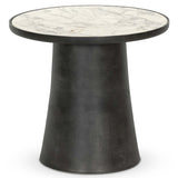 Balboa Outdoor End Table, Veined White Marble-Furniture - Accent Tables-High Fashion Home