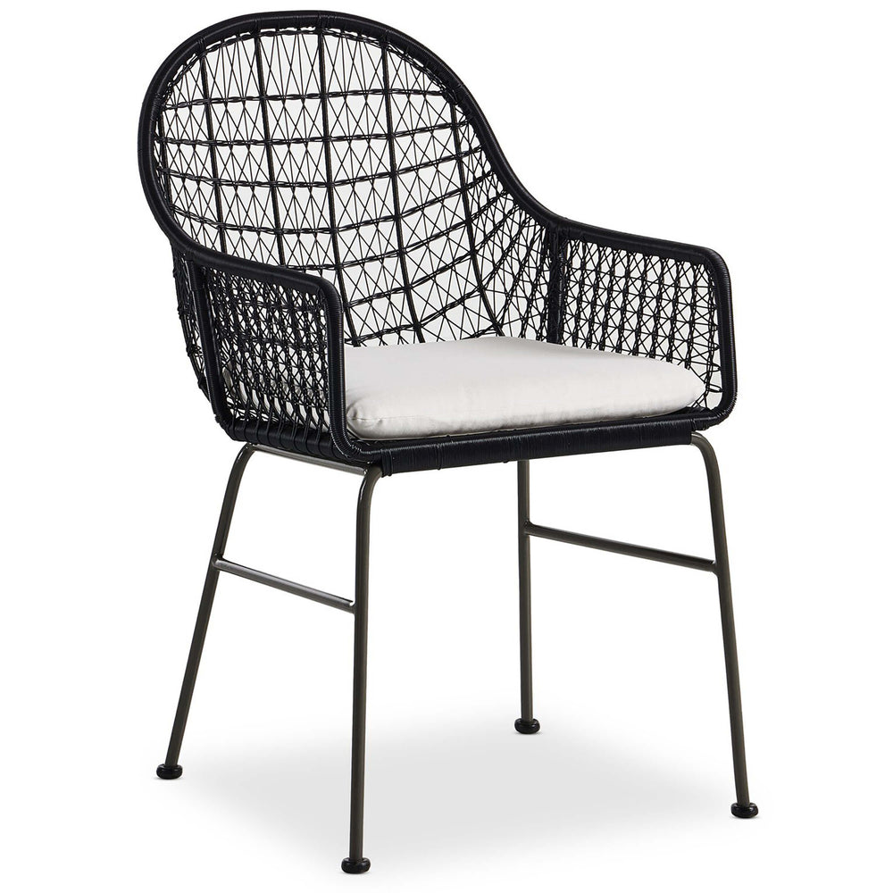 Bandera Outdoor Woven Dining Chair w/Seat Cushion, Smoke Black, Set of 2