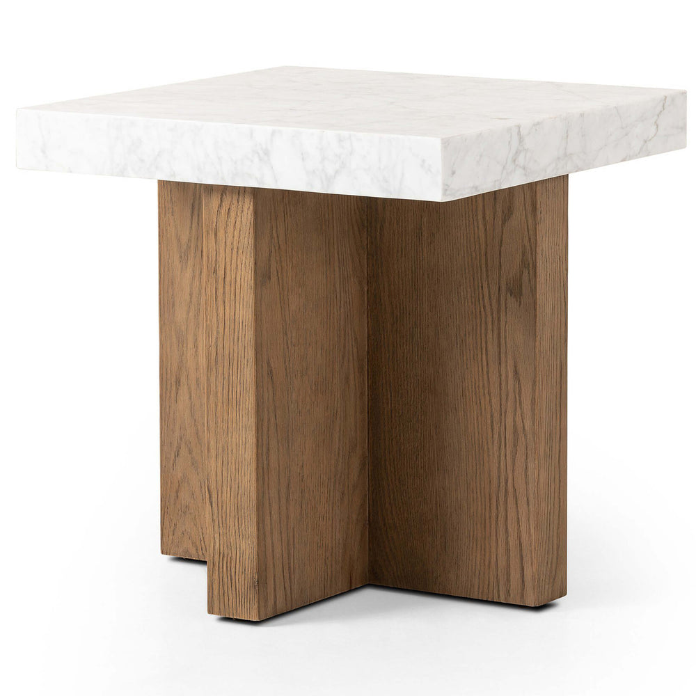 Bellamy End Table, White Marble-Furniture - Accent Tables-High Fashion Home