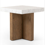 Bellamy End Table, White Marble-Furniture - Accent Tables-High Fashion Home