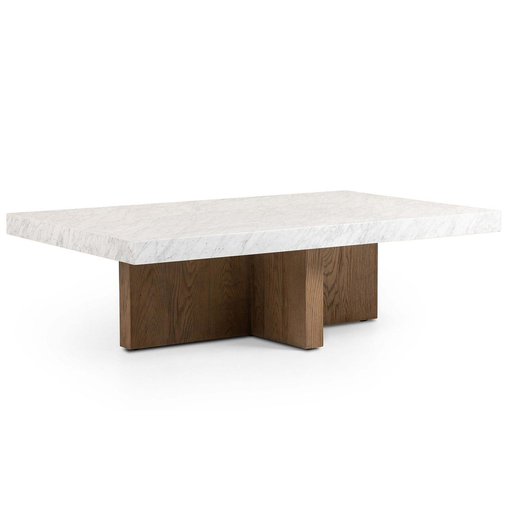 Bellamy Rectangular Coffee Table, White Marble-Furniture - Accent Tables-High Fashion Home