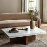 Bellamy Rectangular Coffee Table, White Marble-Furniture - Accent Tables-High Fashion Home