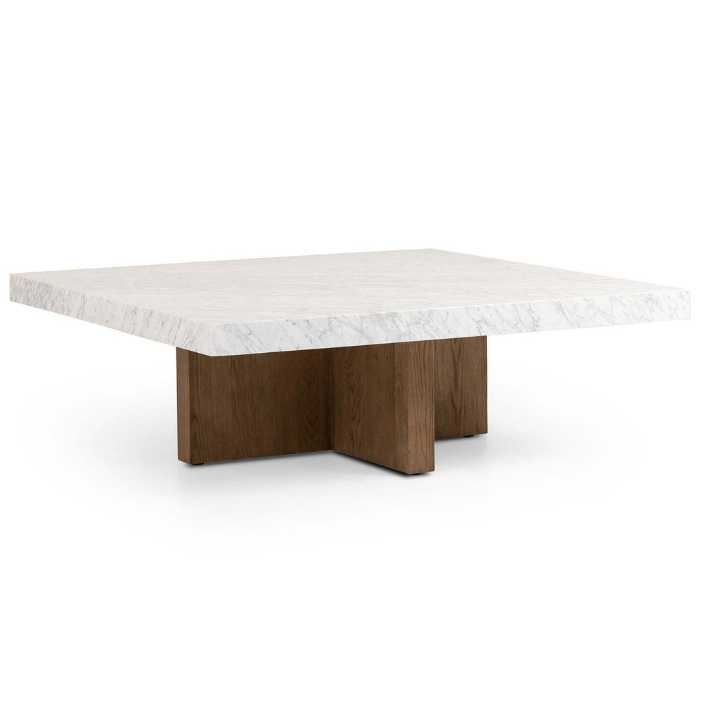 Bellamy Square Coffee Table, White Marble-Furniture - Accent Tables-High Fashion Home