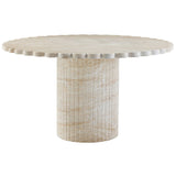 Blossom Outdoor Round Dining Table, Travertine Finish-Furniture - Dining-High Fashion Home