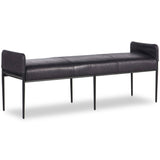 Brickel Leather Bench, Heirloom Black-High Fashion Home