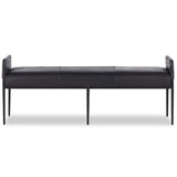 Brickel Leather Bench, Heirloom Black-High Fashion Home