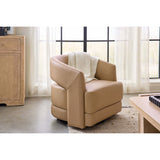 Keys Leather Swivel Chair, Verona Biscotti-Furniture - Chairs-High Fashion Home