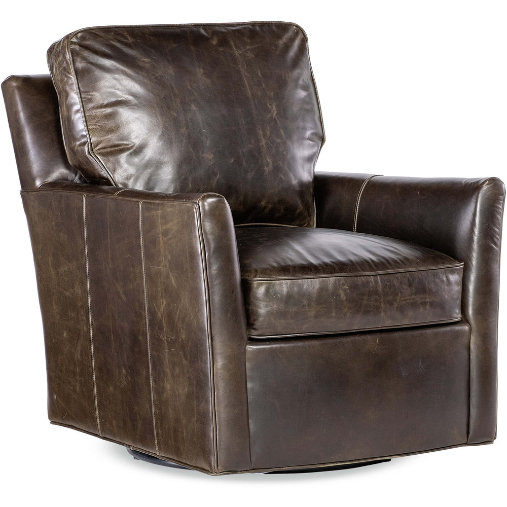 Johansen Leather Swivel Chair, Columbus New York-Furniture - Chairs-High Fashion Home