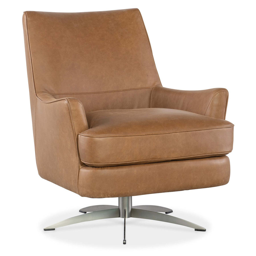 Sheridan Leather Swivel Chair, Denver Coffee-Furniture - Chairs-High Fashion Home