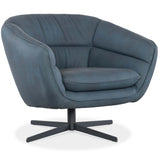 Mina Leather Swivel Chair, Buckskin Navy-Furniture - Chairs-High Fashion Home