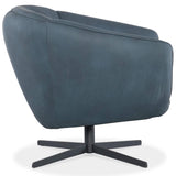 Mina Leather Swivel Chair, Buckskin Navy-Furniture - Chairs-High Fashion Home