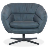 Mina Leather Swivel Chair, Buckskin Navy-Furniture - Chairs-High Fashion Home