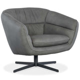 Mina Leather Swivel Chair, Buckskin Dark Grey-Furniture - Chairs-High Fashion Home